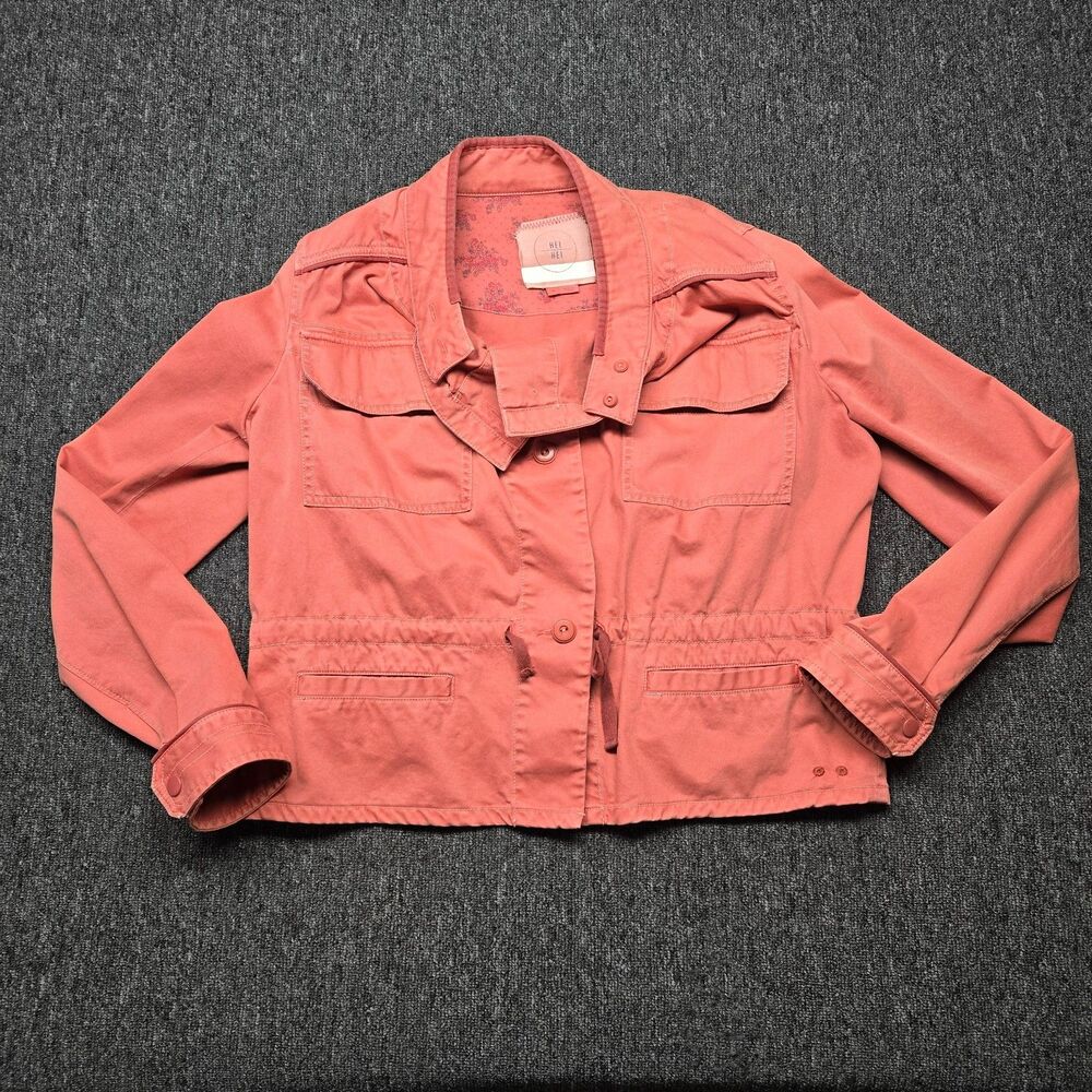 Anthropologie Hei Hei Womens M Utility Field Jacket Coral Sienna Cargo Coat